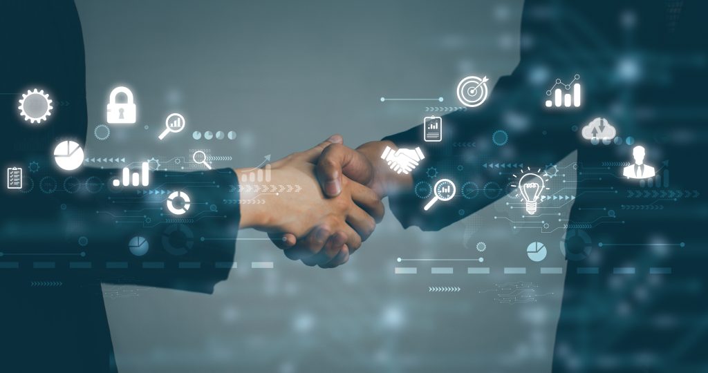 hombres de negocio y plataformas bpo